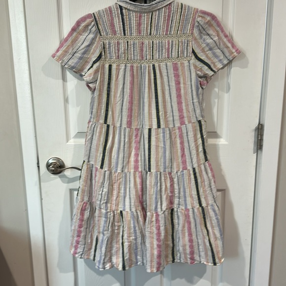 Anthropologie Georgina Tiered Cotton Striped Shirt Dress small - Picture 7 of 7